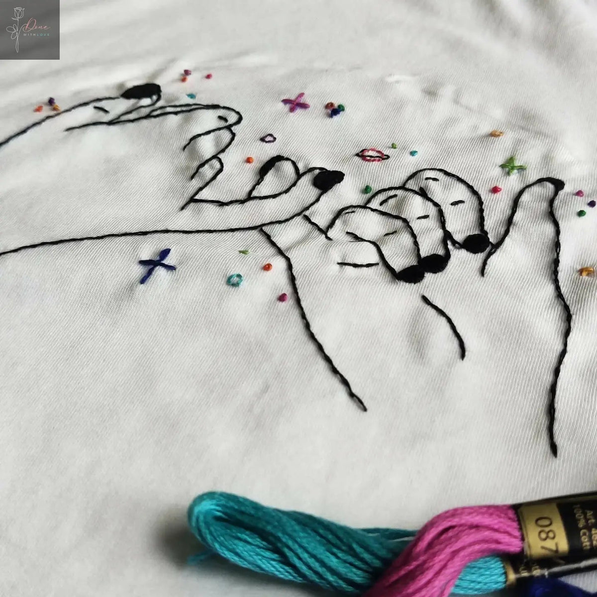 Friends Forever hand embroidery T-shirt | Hand-embroidery | Casual wear | Multi-seasonal wear | Comfortable - Done With Love Store