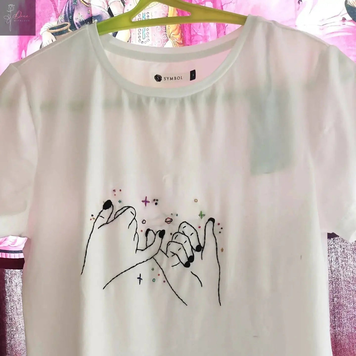 Friends Forever hand embroidery T-shirt | Hand-embroidery | Casual wear | Multi-seasonal wear | Comfortable - Done With Love Store