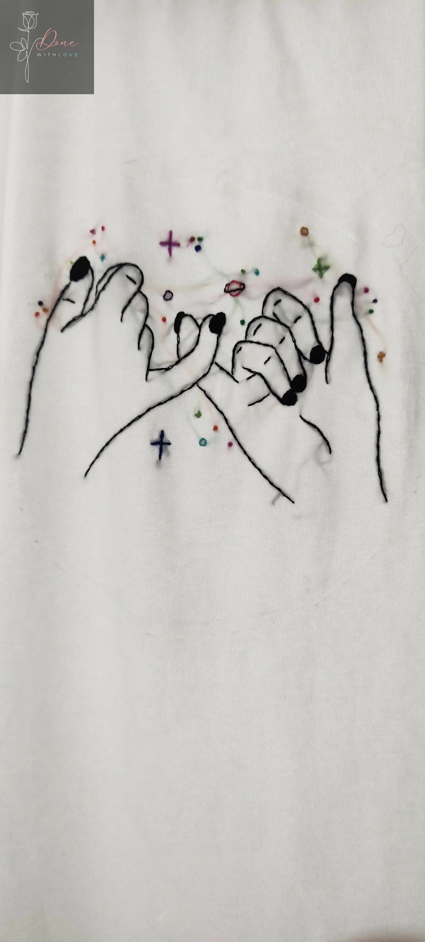 Friends Forever hand embroidery T-shirt | Hand-embroidery | Casual wear | Multi-seasonal wear | Comfortable - Done With Love Store
