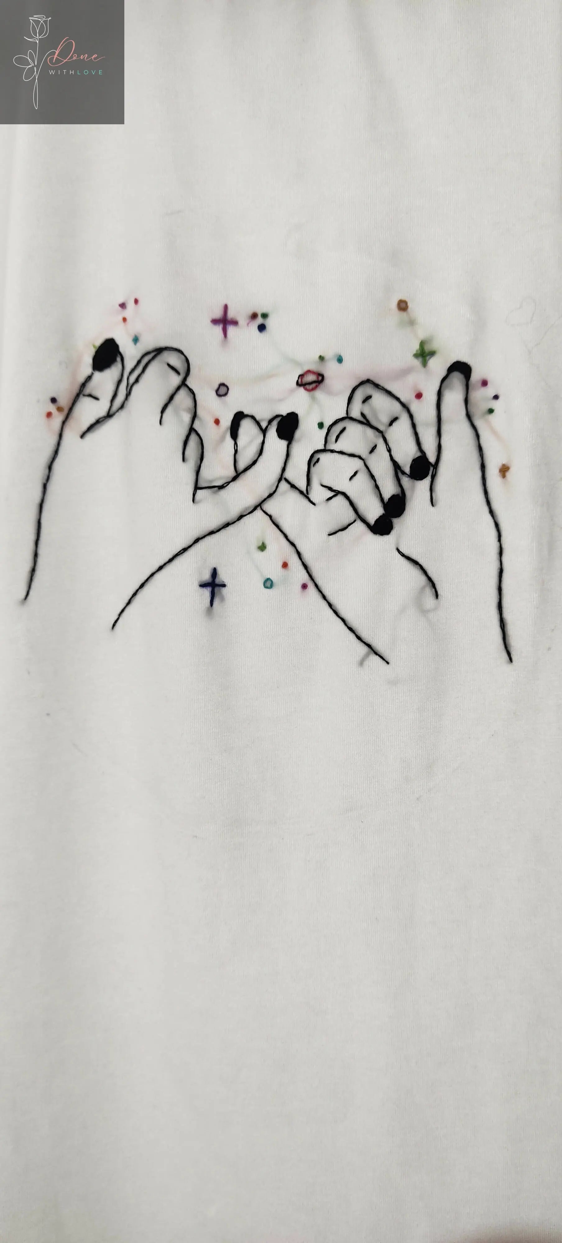 Friends Forever hand embroidery T-shirt | Hand-embroidery | Casual wear | Multi-seasonal wear | Comfortable - Done With Love Store