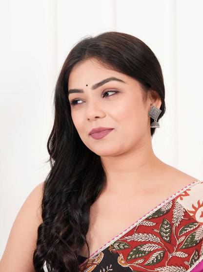 Women's Traditional Silver Oxidised Chandbali Ethnic Design Jhumka/Jhumki Earrings for Women-49 Done With Love Store