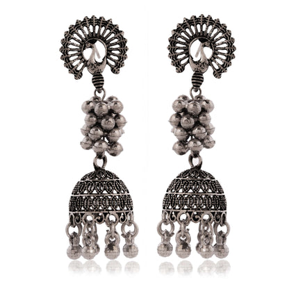 Handmade Traditional Jhumki with Moon and Flower Motif Chandbali Design Ethnic Jhumki Earrings for Women and Girls-7 Done With Love Store