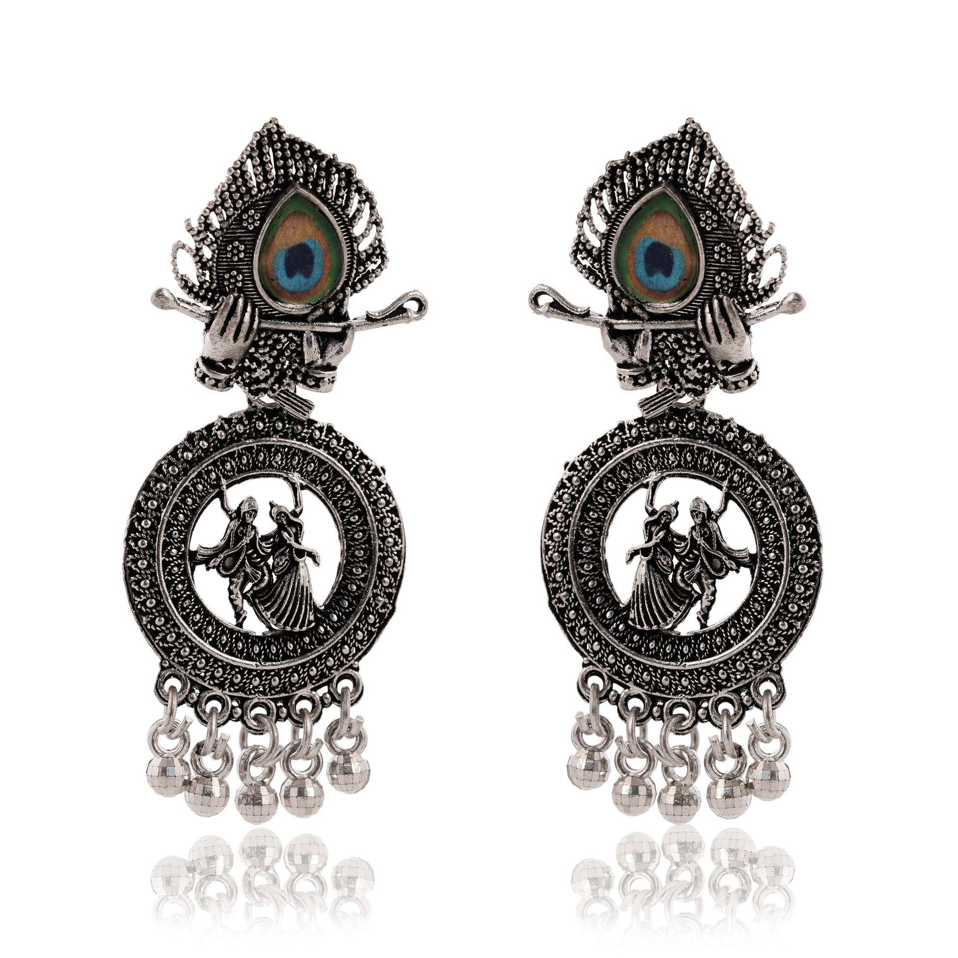 Handmade Traditional Jhumki with Moon and Flower Motif Chandbali Design Ethnic Jhumki Earrings for Women and Girls-4 Done With Love Store