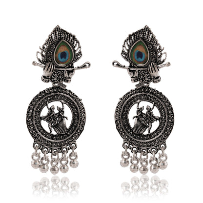 Handmade Traditional Jhumki with Moon and Flower Motif Chandbali Design Ethnic Jhumki Earrings for Women and Girls-4 Done With Love Store