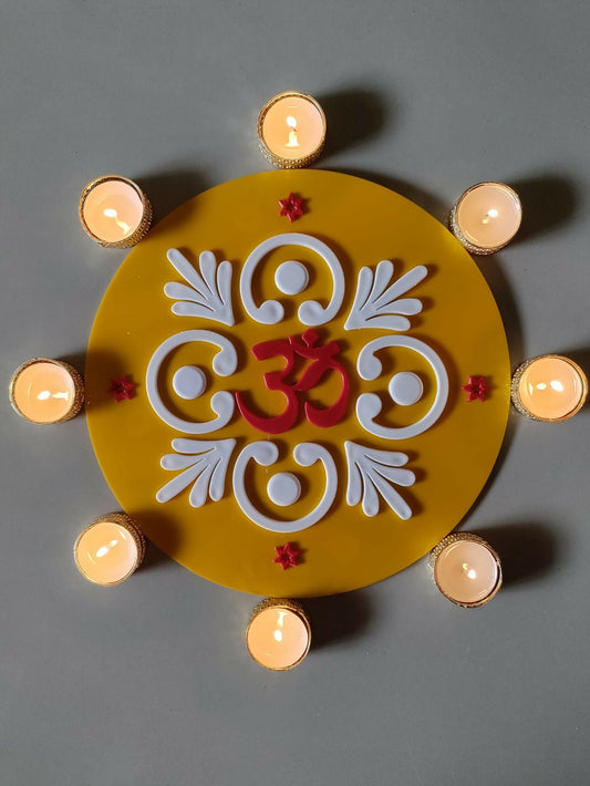 Om Padma Acrylic Rangoli (A04) — Ready to Use, 11 Inch - Done With Love Store