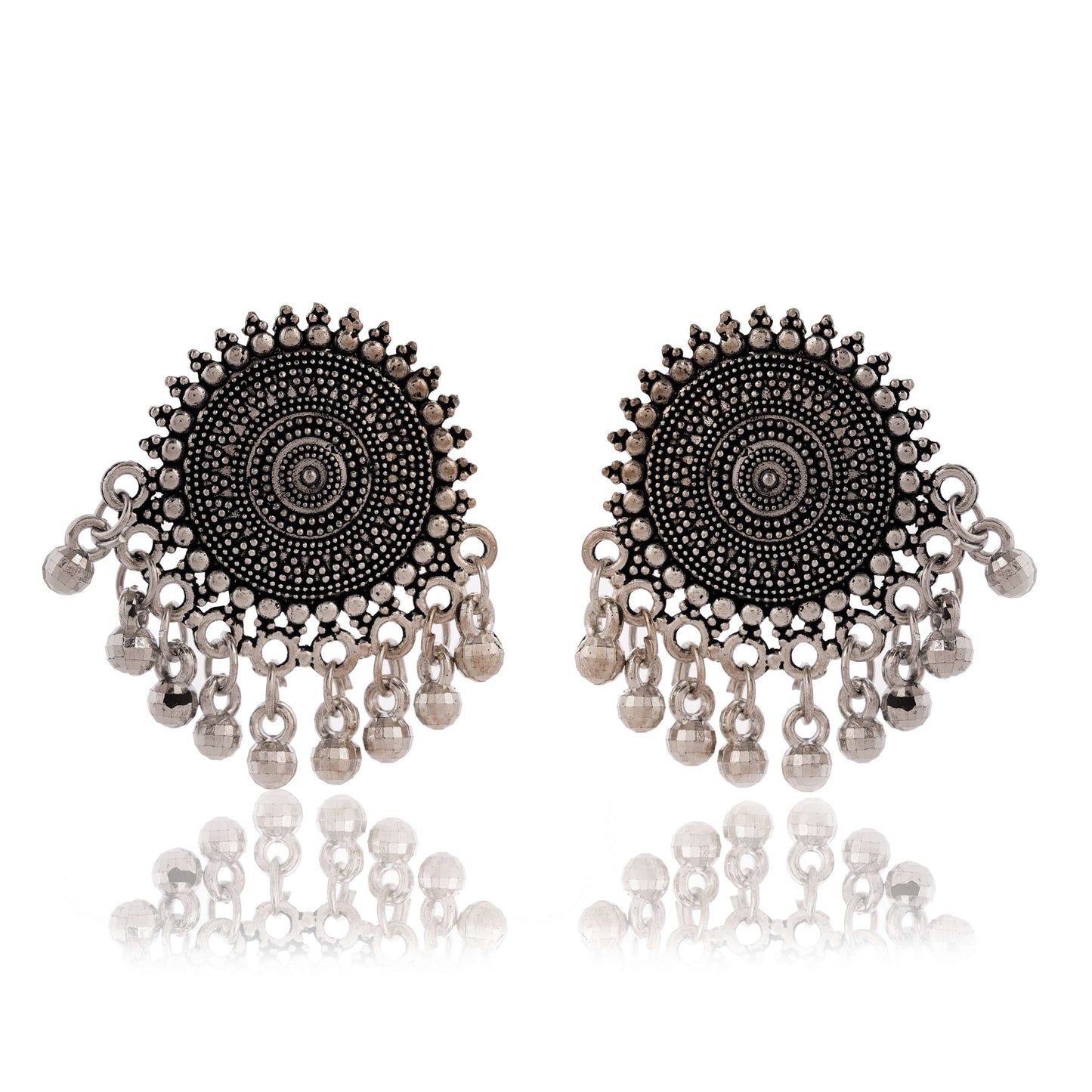 Women's Traditional Silver Oxidised Chandbali Ethnic Design Jhumka/Jhumki Earrings for Women-31 Done With Love Store
