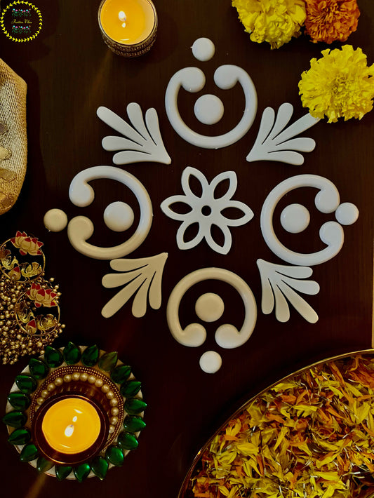 Flower Leaf Reusable Rangoli Set (R08) — Mess-Free Diwali Décor Positive Vibes
