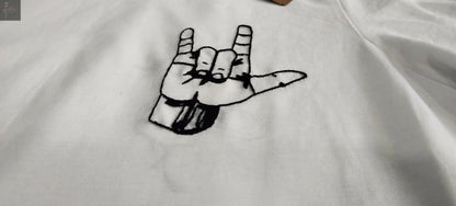 Rock-On Hand-Embroidered T-Shirt — Unisex Cotton, S–XXL - Done With Love Store