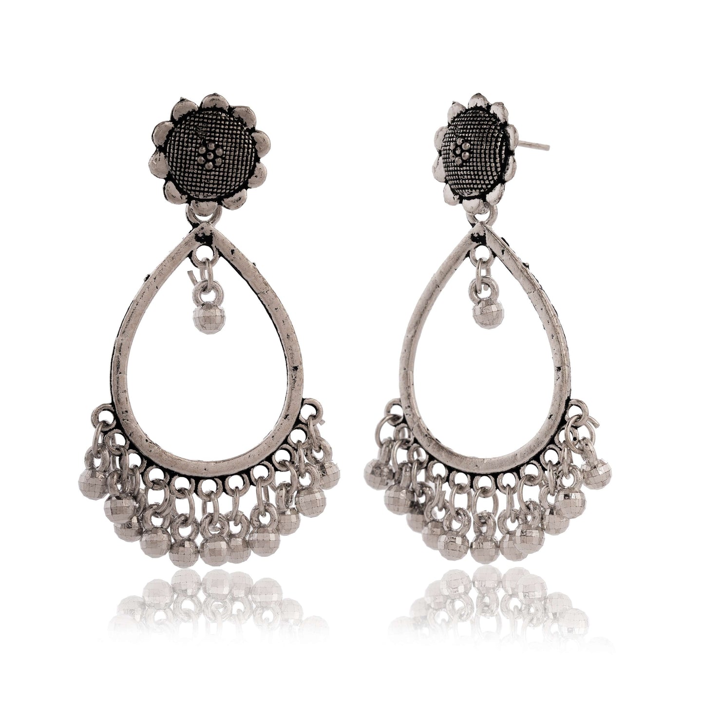 Women's Traditional Silver Oxidised Chandbali Ethnic Design Jhumka/Jhumki Earrings for Women-33 Done With Love Store