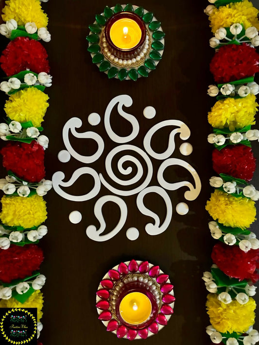 Spiral Paisley Reusable Rangoli Set (R04) — Mess-Free Diwali Décor - Done With Love Store