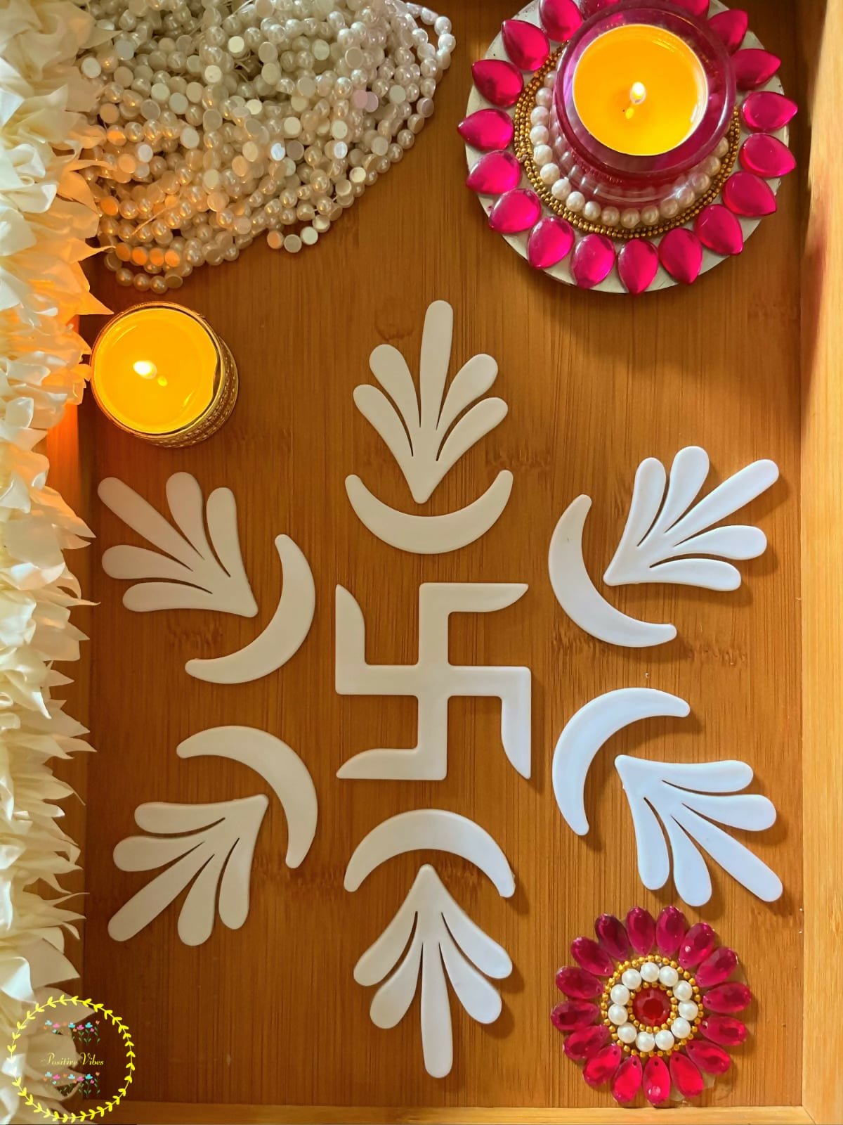 Swastik Leaf Reusable Rangoli Set (R06) — Mess-Free Diwali Décor - Done With Love Store