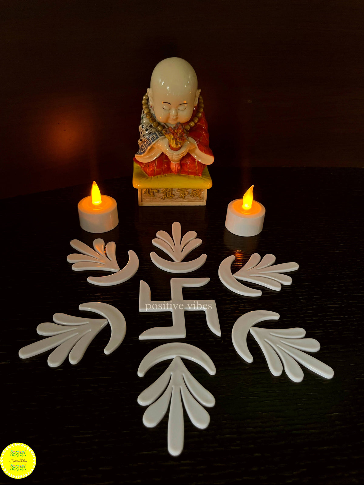 Swastik Leaf Reusable Rangoli Set (R06) — Mess-Free Diwali Décor - Done With Love Store