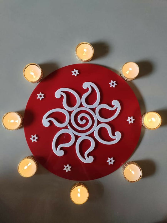 Swirl Paisley Acrylic Rangoli (A05) — Ready to Use, 11 Inch - Done With Love Store