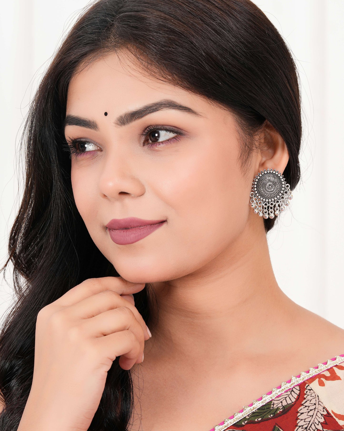 Women's Traditional Silver Oxidised Chandbali Ethnic Design Jhumka/Jhumki Earrings for Women-31 Done With Love Store
