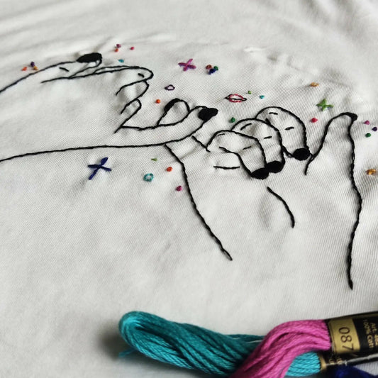 Friends Forever hand embroidery T-shirt | Hand-embroidery | Casual wear | Multi-seasonal wear | Comfortable