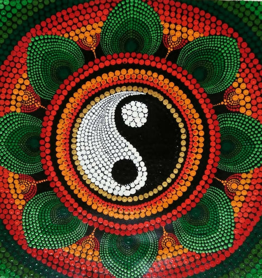 Doted Mandala Yin Yan symbol Painting | House Warming gifts| Traditional Art| Custom Art | Gifts with Purpose