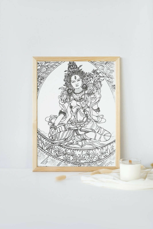 GODDESS TARA -BW11 | HOUSE WARMING GIFTS| HOME DECOR| New Home Art | Housewarming Gift | Custom House Art | House Wall Art | Home Sweet Home | Gifts with Purpose BY DONE WITH LOVE