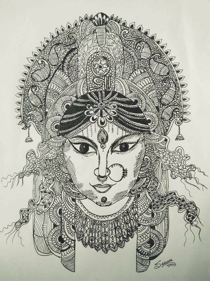 GODDESS DURGA-BW4 | HOUSE WARMING GIFTS | HOME DECOR| New Home Art | Housewarming Gift | Custom House Art | House Wall Art | Home Sweet Home | Gifts with Purpose BY DONE WITH LOVE