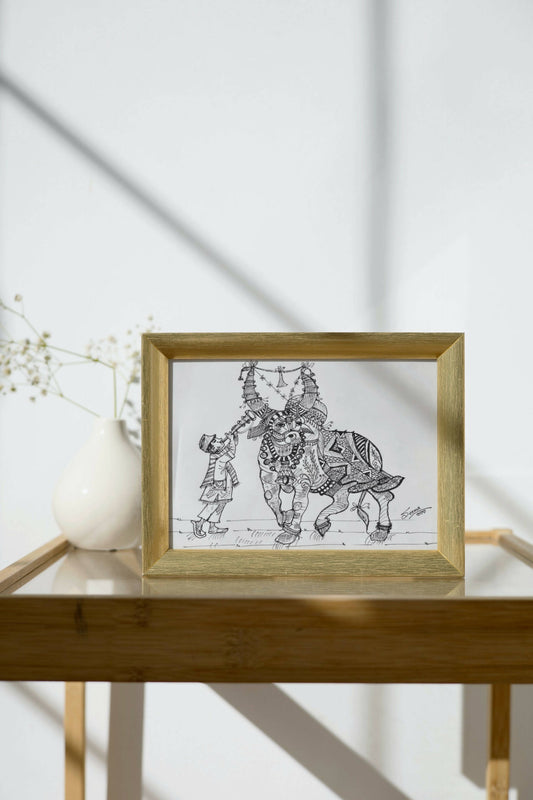 BULL ART-BW8 | HOUSE WARMING GIFTS | HOME DECOR| New Home Art | Housewarming Gift | Custom House Art | House Wall Art | Home Sweet Home | Gifts with Purpose BY DONE WITH LOVE