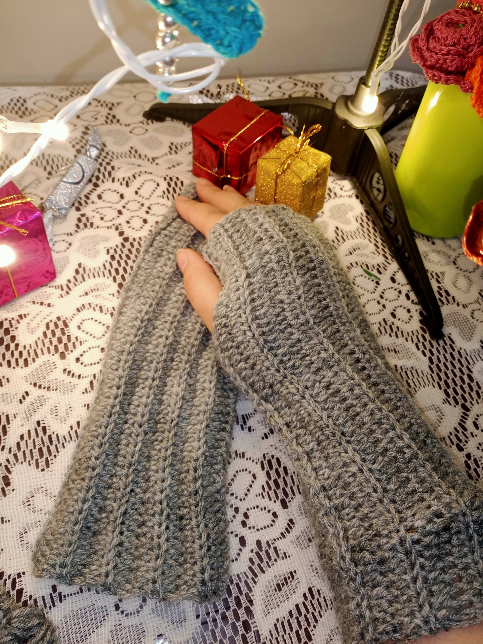 Crochet Earwarmer with Fingerless Gloves | crochet earwarmer| crochet gloves | winter accessories| winter wear | earwarmer with gloves| Amanda's collection| gifts with purpose by Done With Love - Done With Love Store