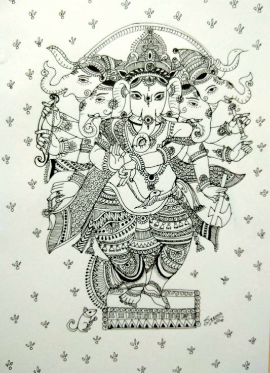 FIVE HEADED GANESHA ART-BW13 | HOUSE WARMING GIFTS| HOME DECOR| New Home Art | Housewarming Gift | Custom House Art | House Wall Art | Home Sweet Home | Gifts with Purpose BY DONE WITH LOVE