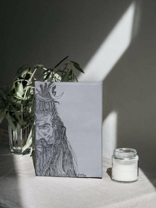 Lord Shiva Gel Pen Wall Art (BW3) — Framed Pooja & Housewarming Gift - Done With Love Store