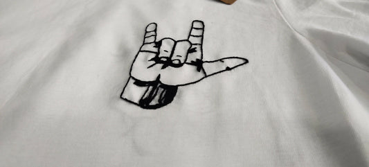 Rock-on hand-embroidery T-shirt | Large size T-shirt | Unisex T-shirt | Casual wear | Multi-seasonal wear | Comfortable