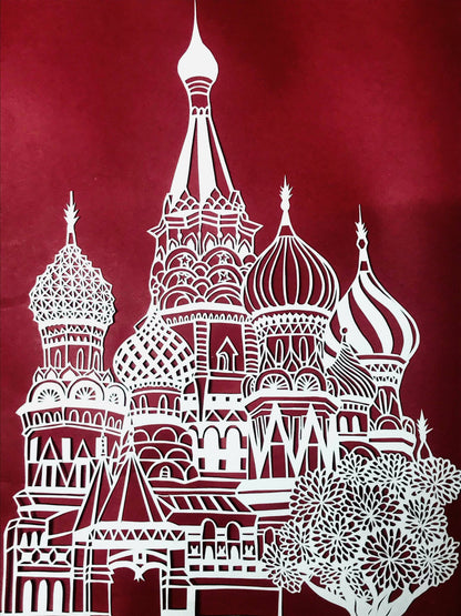 Moscow Skyline Paper Cut Art (A2) — Framed, Hand-Cut from a Single Sheet - Done With Love Store