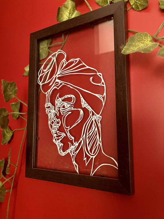 The Lady Paper Cutting Frame | One Line Art | Paper Cut Art | New Home Art | Housewarming Gift | Custom House Art | House Wall Art
