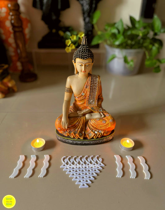 Saraswati' design |Reusable recyclable polymer plastic rangolis - R14 DIY -Mat durable-Mess free- Portable- Diwali Decor Positive Vibes