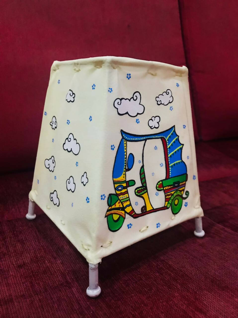 Rickshaw Tholu Lamp (TL1) — Handpainted Leather Tealight Lamp - Done With Love Store