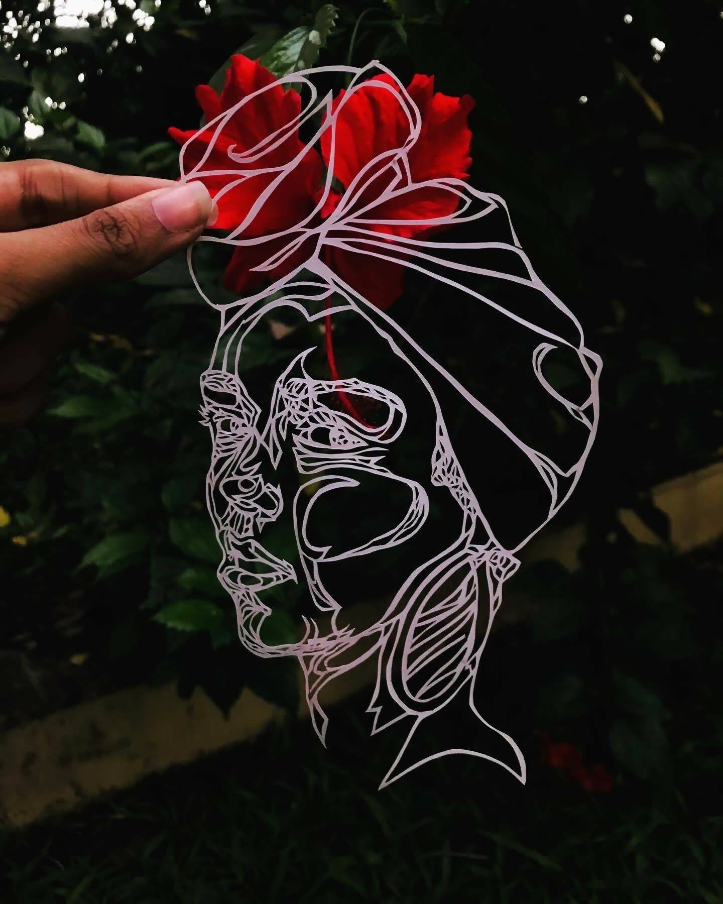The Lady One-Line Paper Cut Art (A2) — Framed, Hand-Cut from a Single Sheet - Done With Love Store